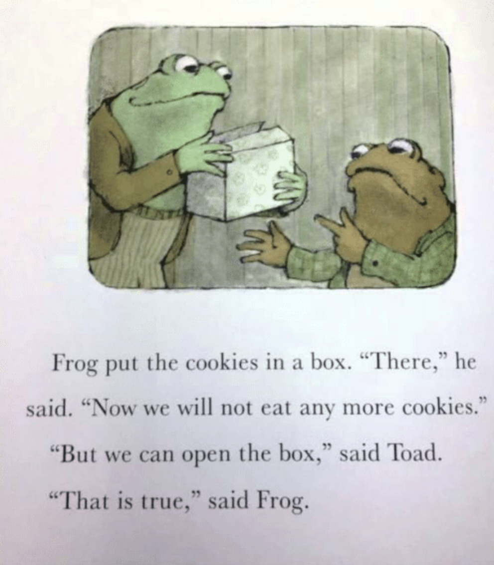 Frog and Toad eating cookies