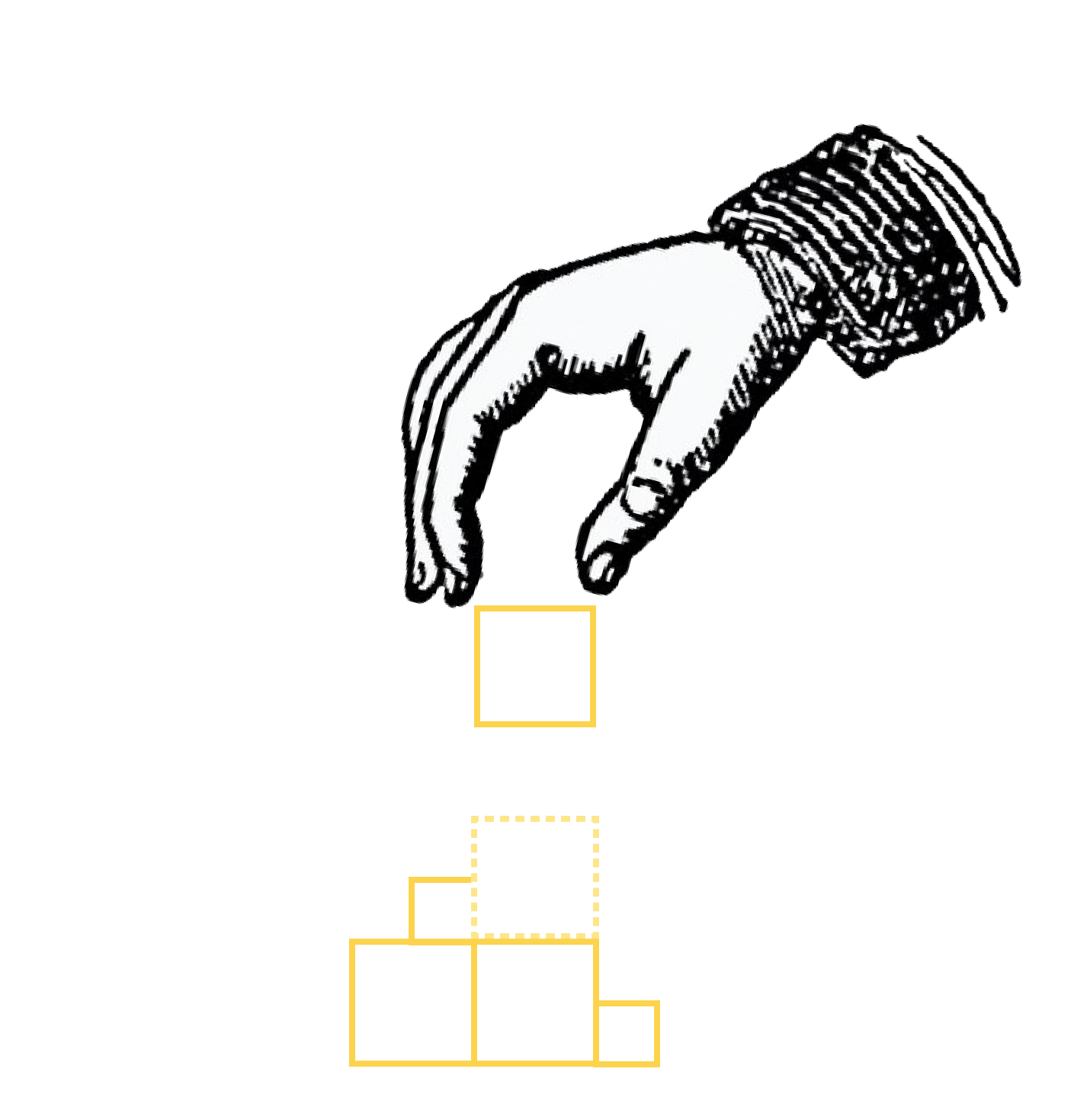 Hand building blocks illustration