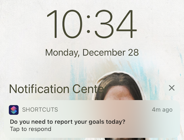 Notification of goals reminder