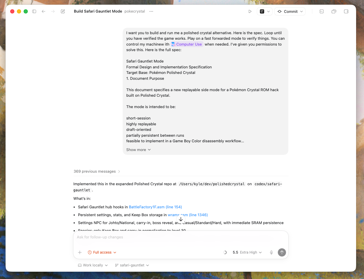 Codex prompt and implementation notes for Safari Gauntlet mode