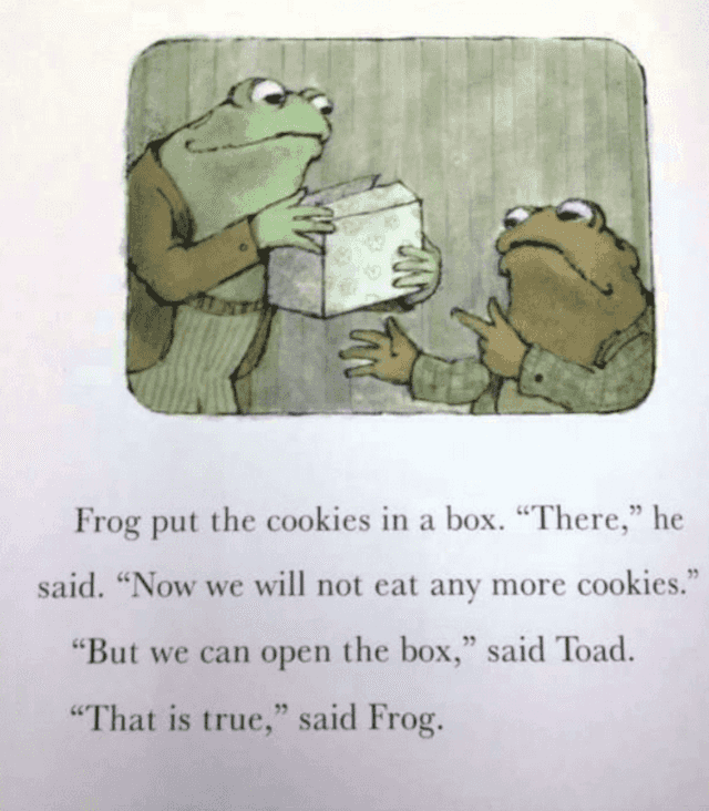 Frog and Toad eating cookies